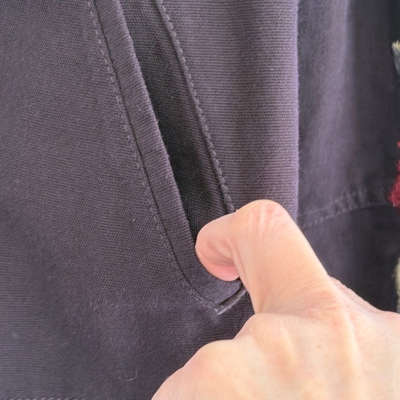 Kensie Black Floral Embroidered Moto Jacket Asymmetrical Zipper Size large - Picture 11 of 13